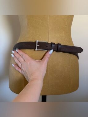 MONDO DI MARCO Genuine Brown Leather Belt with Silver Buckle